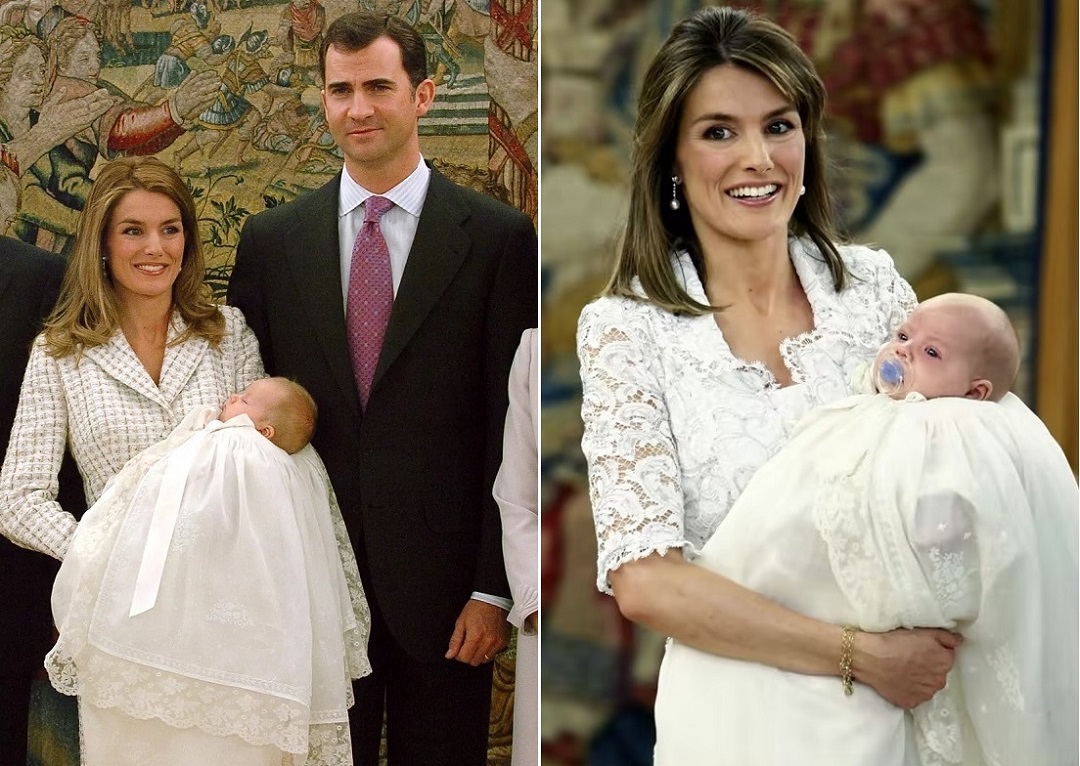 Reina Leticia Bautizo Leonor Vestido blanco Felipe Varela